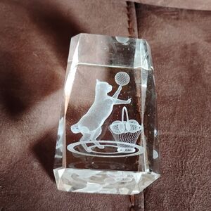 Collectible Kitty Cat-ball- 3D Laser Etched Crystal Glass Paper Weight